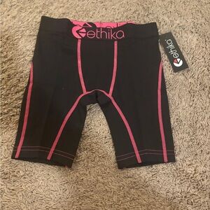 Ethika Black Boxer Briefs with Pink Trim